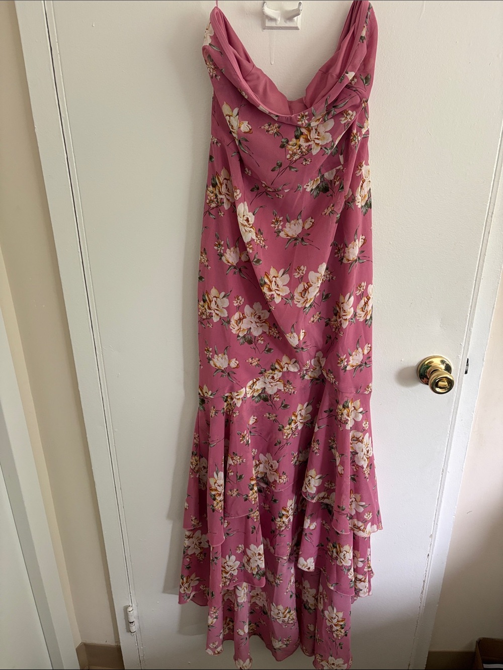 Fashion Nova Pink Floral Cowl Neck Maxi Dress